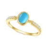 ArtistA Abiding Classic Design 925 Silver Yellow Gold Plated Turquoise Rings Stacking Synthetic Gemstone Turquoise Ring in Stock