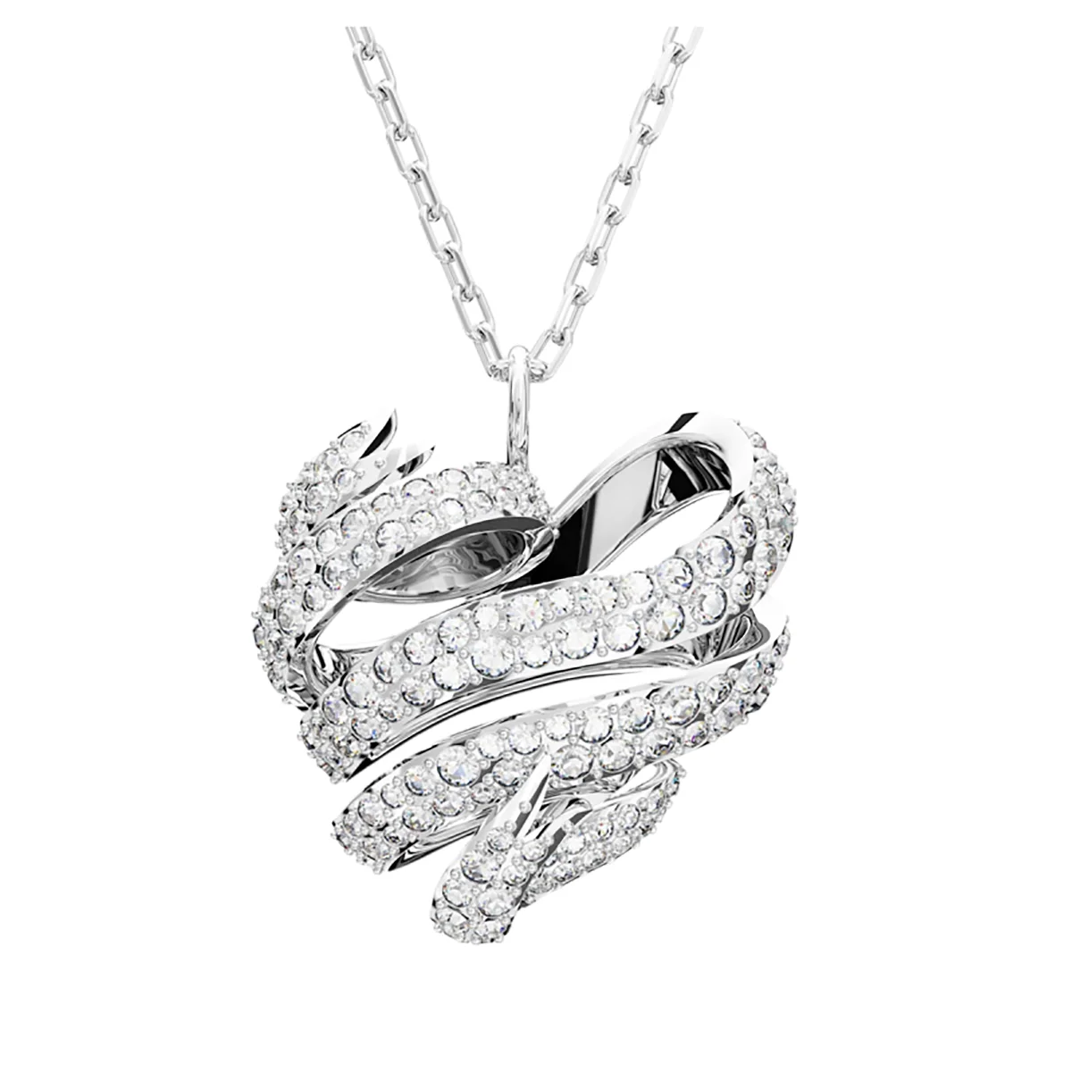 S&S Dainty Love Heart Pendant Necklace, Cubic Zirconia Key Interlocking Necklace Romantic Gift for Her