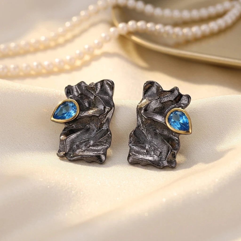 Inspired Design 925 Silver Blue Topaz Plated Earrings Jewelry