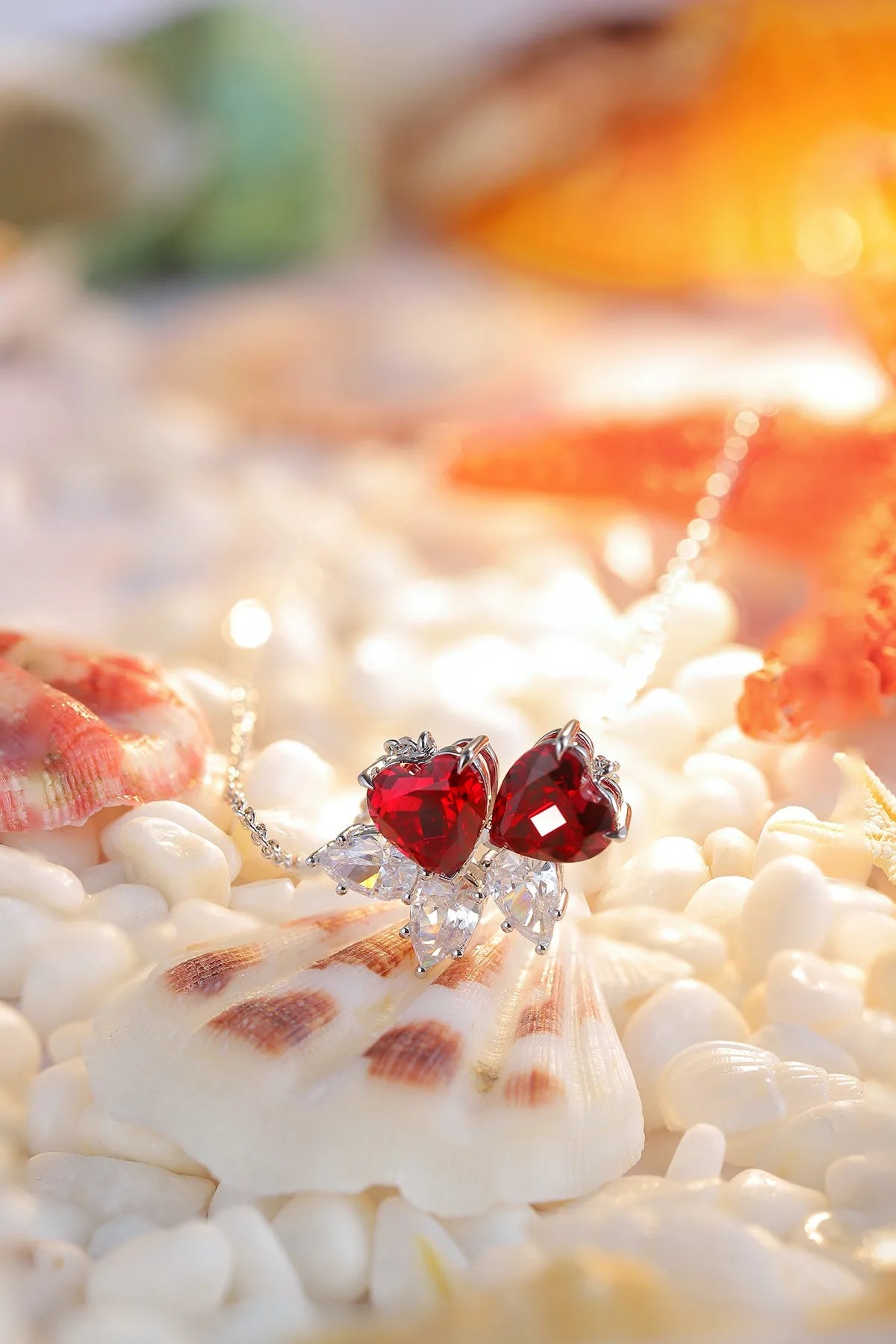 Gemfiori Anster 925 Sterling Silver High-quality Cultivation Lab Grown Ruby Necklace - Suitable for Parties or As a Gift