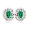 Gemfiori Custom Jewelry Sterling 925 Silver Earring Studs Oval Lab Grown Paraiba Rhodium Plated Women Vintage ODM OEM