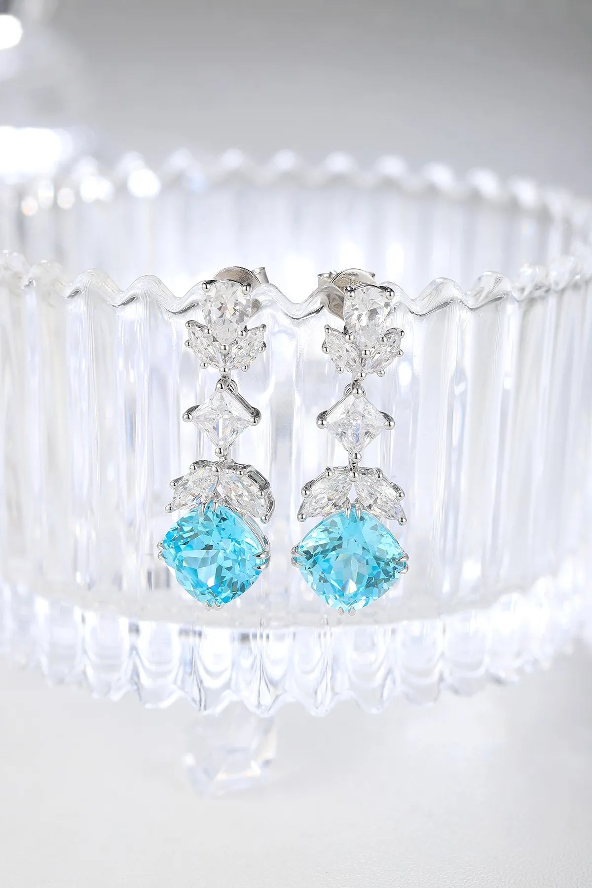 Gemfiori Anster High Quality S925 Lab Grown Paraiba Earring Stud Dainty Gemstone Stud Earrings for Women Daily Wear Gift