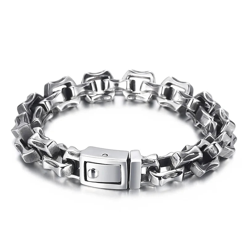 KALEN Mens 180/200/220mm Causal Worn Effect Stainless Steel Link Bracelet