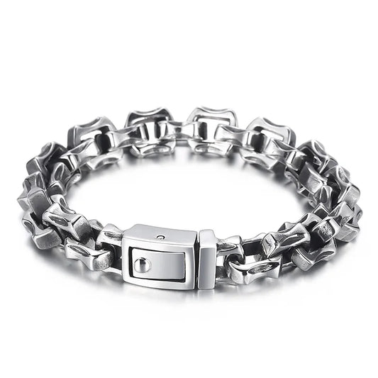 KALEN Mens 180/200/220mm Causal Worn Effect Stainless Steel Link Bracelet