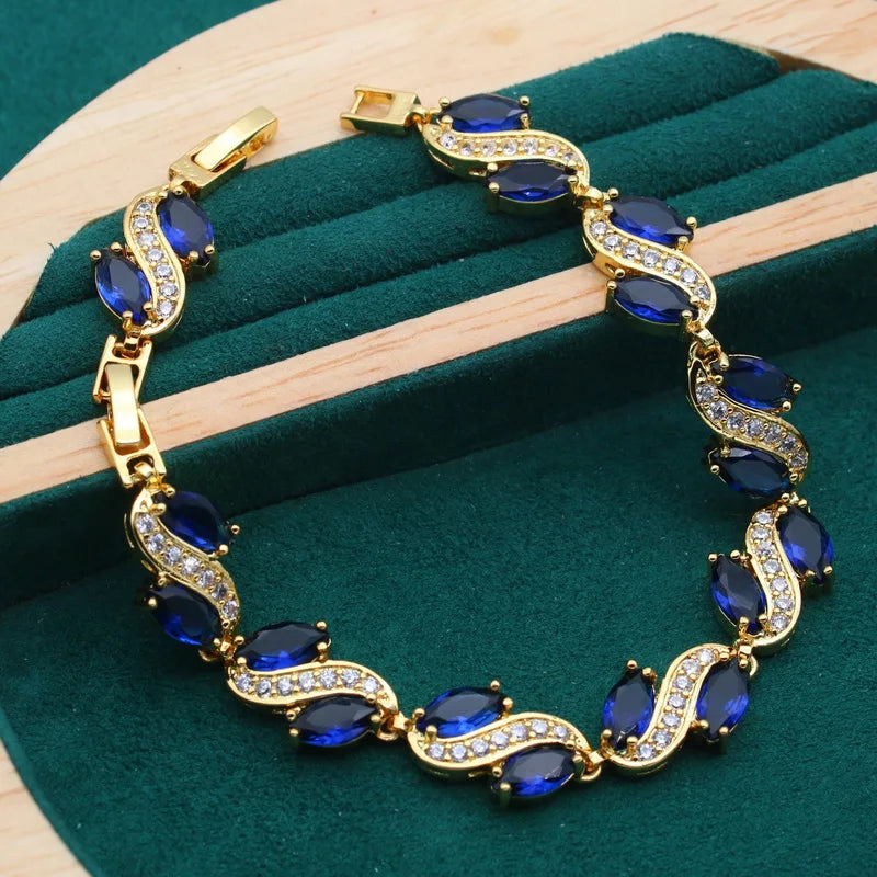 XOTICA Olive Green Zircon Geometric Beaded Bracelets Women 18K Gold Plated Trendy Party Jewelry Charm Accessories Wedding Anniversary