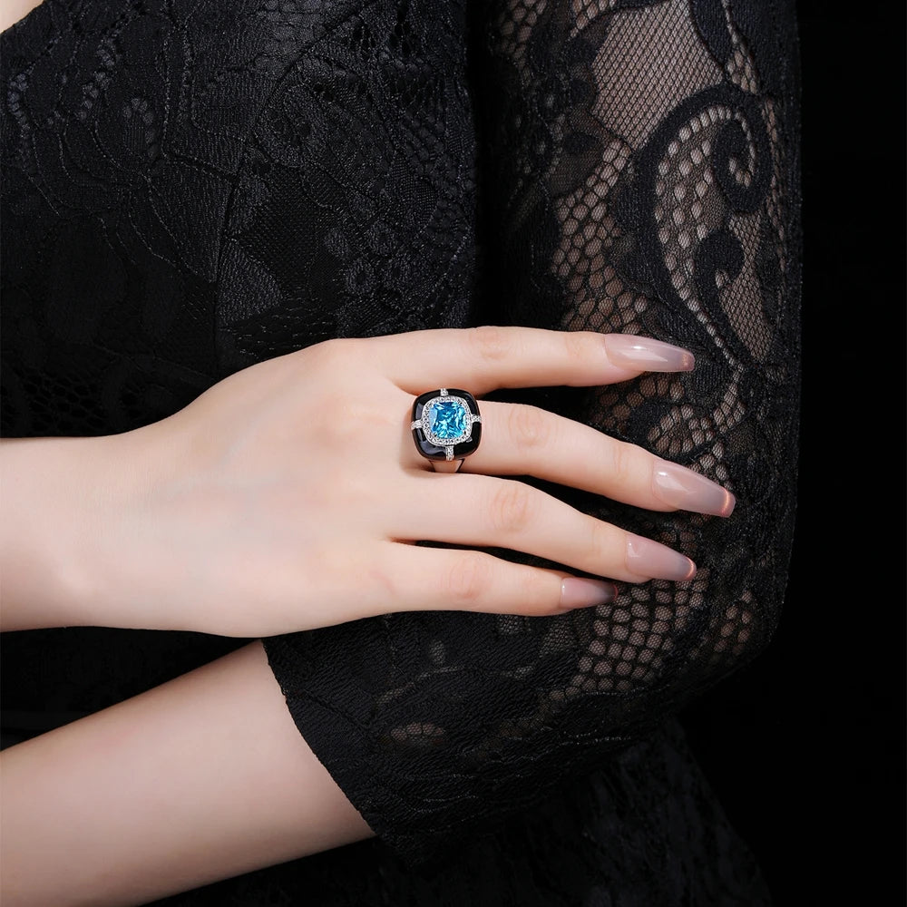 MUSHAN Jewelry Factory S925 Silver and Enamel Ring Versatile Accessory for Women Exudes High-End and Light Luxury Style