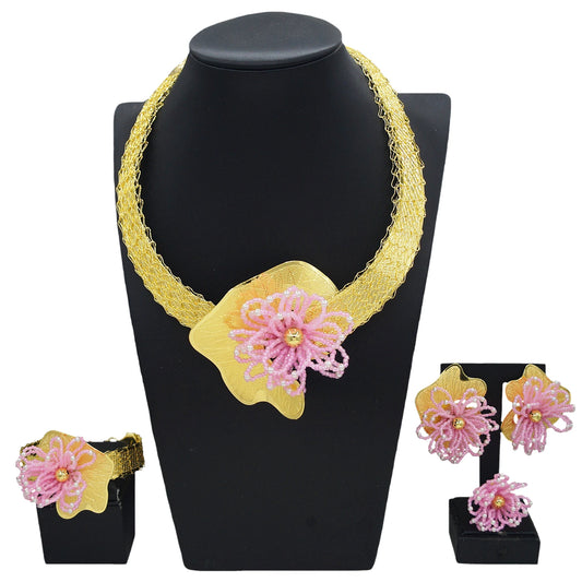 Zhuerrui Pendant Bangle Earrings Ring Chain Jewelry Set Italian Bridal Jewelry Set Women's Necklace Jewelry SetMY16535