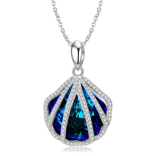 ArtistA Blue Crystal Pendant Necklace in 925 Sterling Silver