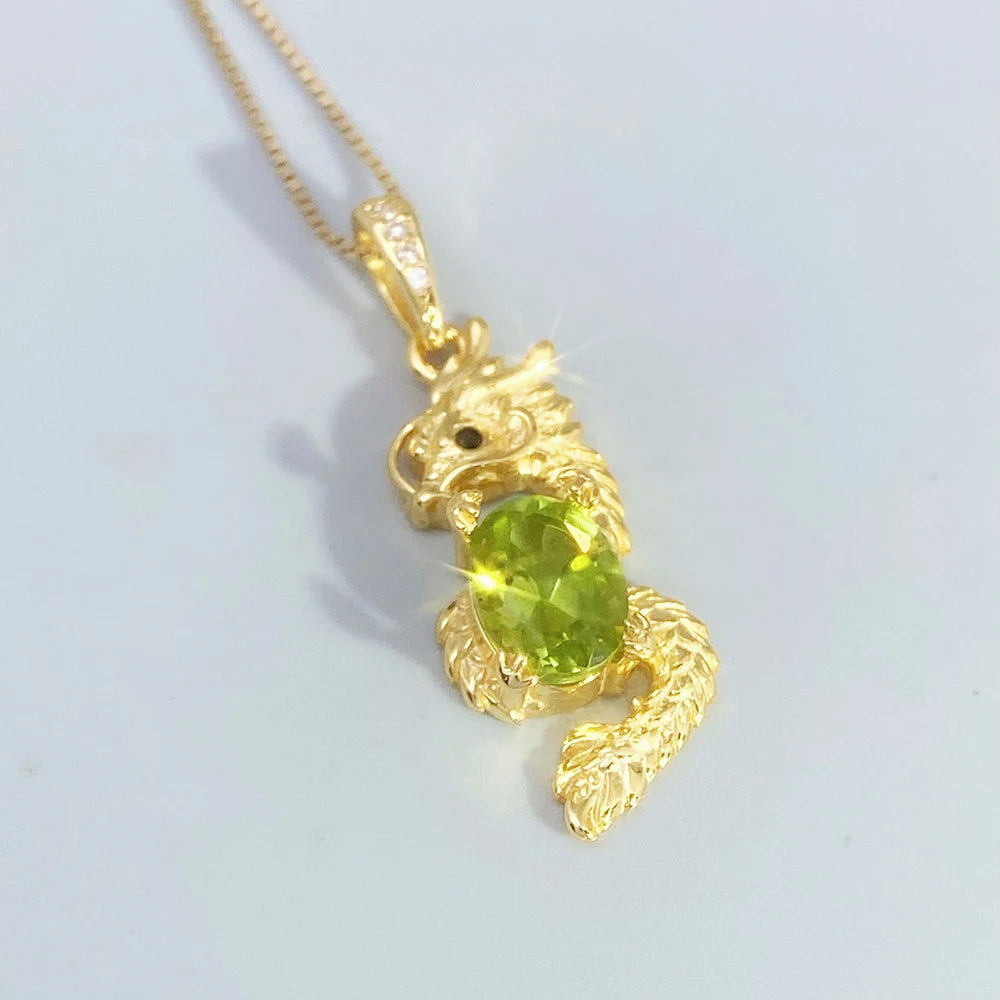 Gioiellieri Luxury Peridot Pendant with S925 Sterling Silver Natural Green Gemstone Fine Jewelry for Wedding Anniversary Gift 925 Stamped