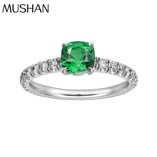 MuShan Jewelry Factory New 2ct Lab Grown Ruby Blue Grandmother Green Fat Square 5*5 Simple Versatile and Niche Ring