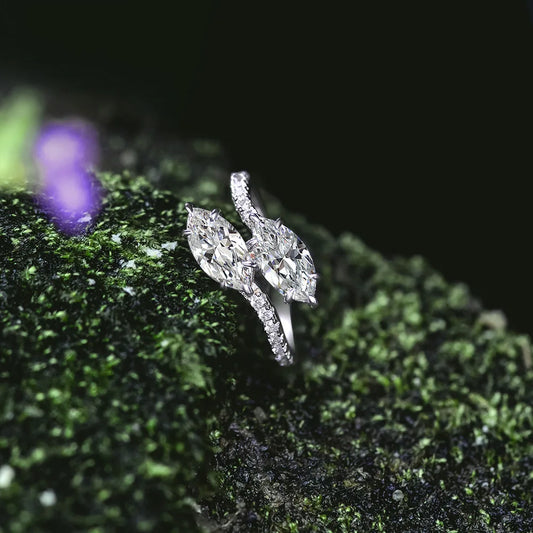 Silverelli | 925 Silver 0.75ct Marquise High Carbon Diamond Ring | 5×10 | Platinum Plated