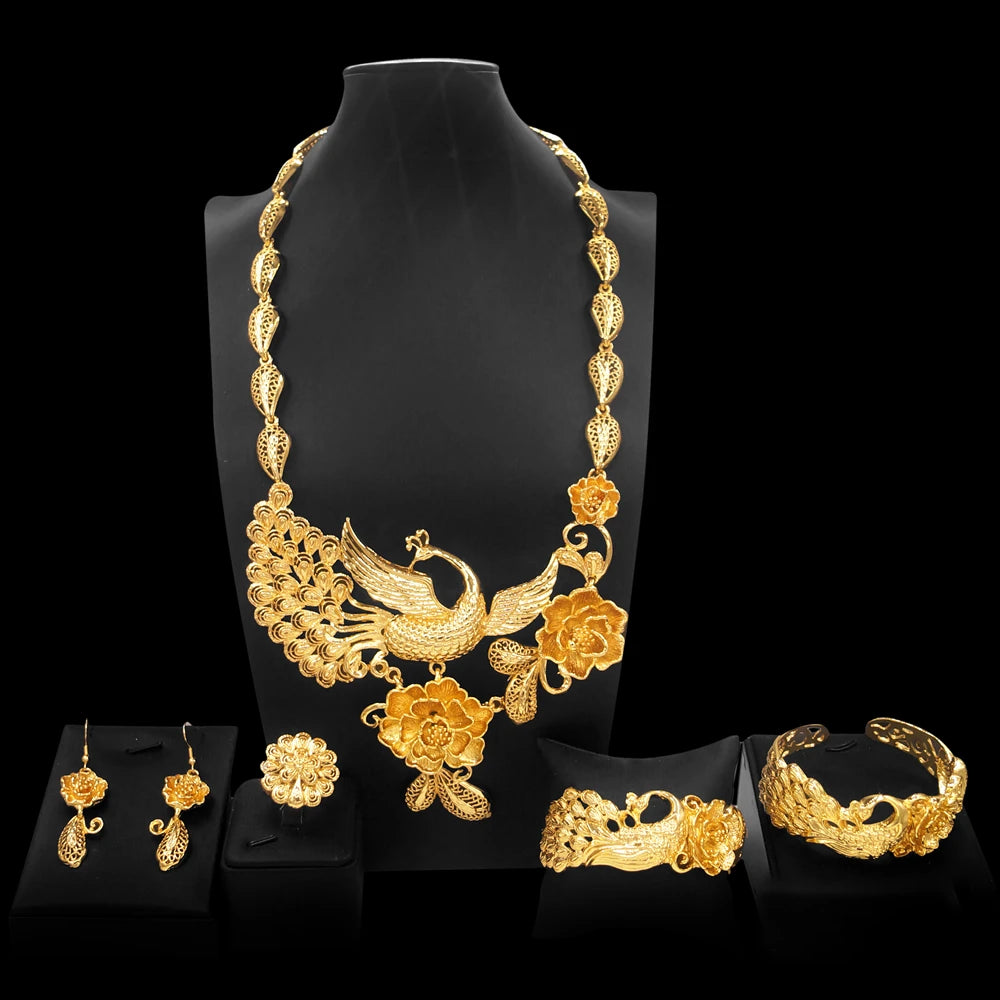 Zhuerrui Exquisite Necklace Jewelry Set High Quality Gold Wedding Jewelry Italian Costume Accessories Jewelry Sets HH19061103