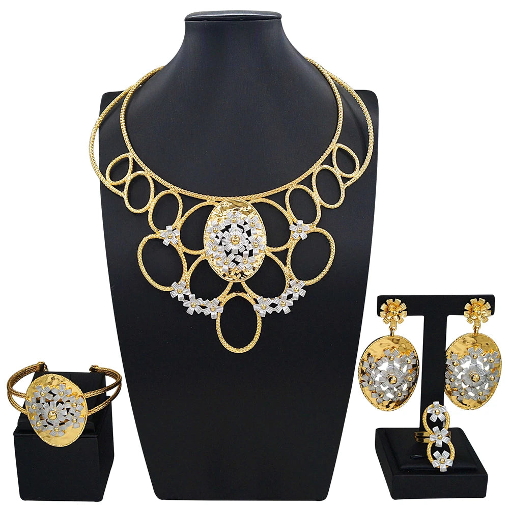 Zhuerrui 18K Gold Plated Personalized Fashion Jewelry Set Nigerian Swirl Pattern Jewelry Party Gold Wire Accessories X0004630