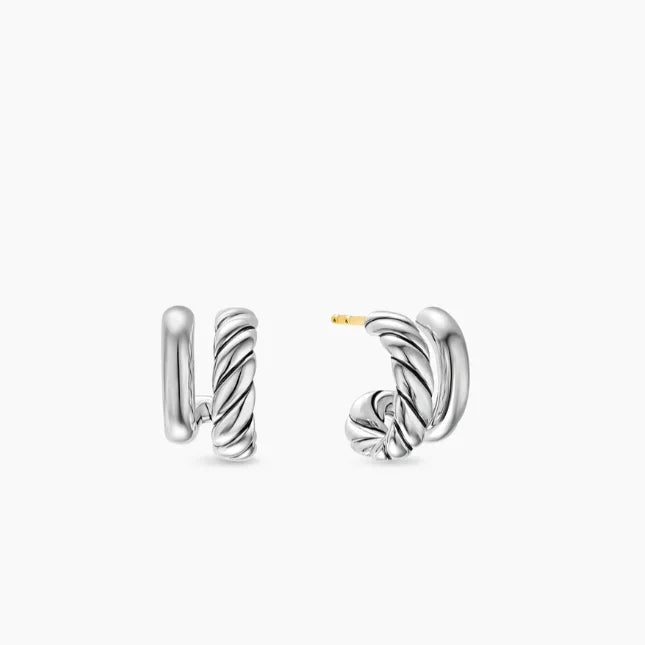 FASHIONISTA DY High-Quality Silver-Plated 13.5mm Silver Double Hoop Earrings. Gold-Plated Earrings. Jewelry.