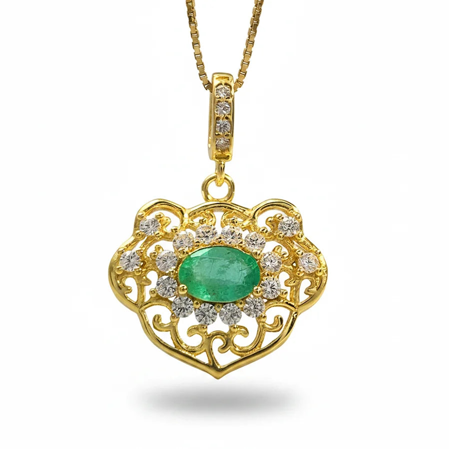 Gioiellieri Natural Emerald Pendant with 925 Sterling Silver for Women May Birthstone Green Gemstone Fine Jewelry Wedding Anniversary Trendy