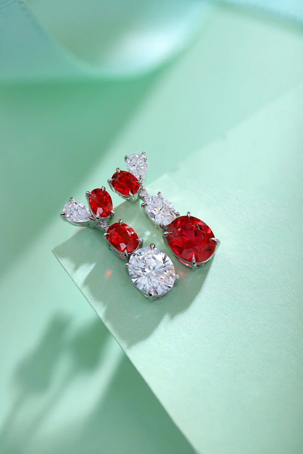 Gemfiori Anster High Quality S925 Lab Grown Ruby Earring Stud Dainty Gemstone Stud Earrings for Women Daily Wear Gift