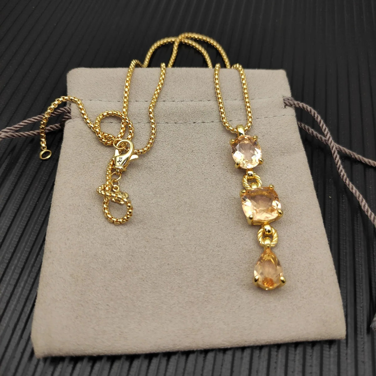 Gemfiori DY High-Quality Colored Diamond Necklace. Gold-Plated Colored Gemstone Necklace. Jewelry .
