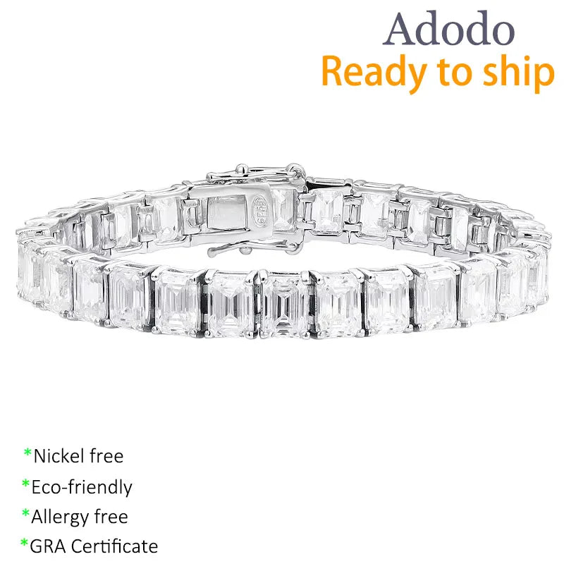 ArtistA 8 Premium 925 Silver 14-23cm Secure Clasp Timeless Luxury Jewelry Non Tarnish Emerald Cut 1ct VVS GRA Moissanite Tennis Bracelet
