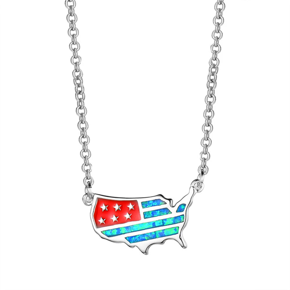 Flag Shape Opal Pendant Necklace | Gold Plated Brass Copper Alloy | Christian TikTok Ins Fashion Sporty Style | for Party