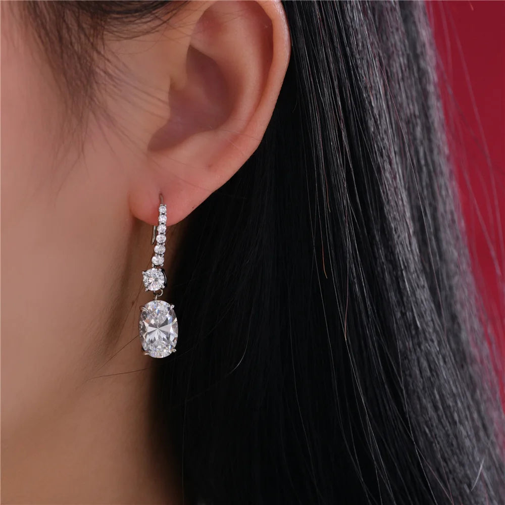 MUSHAN Jewelry Factory 925 Sterling Silver Ear Hooks 3 Carat 8*12 Fashionable and Versatile European and American Women Earrings