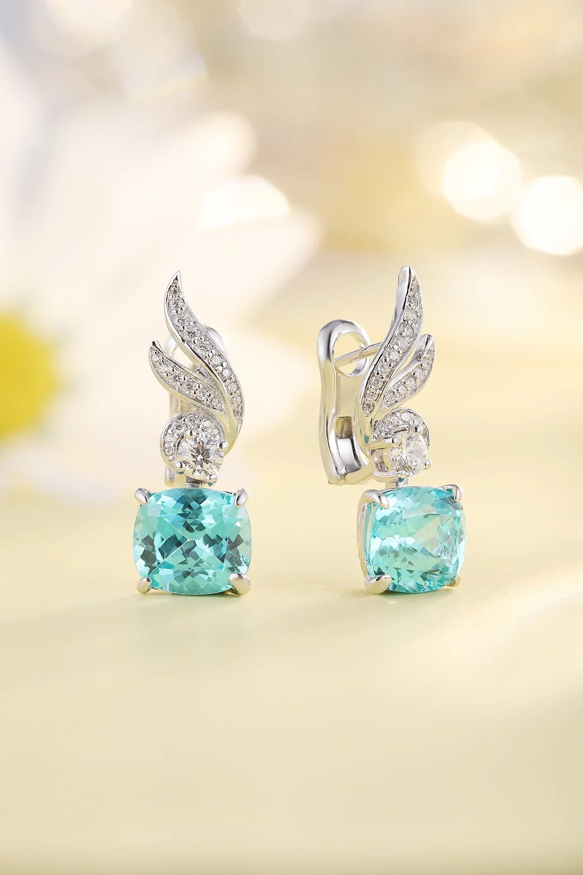 Gemfiori Anster High Quality S925 Lab Grown Paraiba Earring Stud Dainty Gemstone Stud Earrings for Women Daily Wear Gift