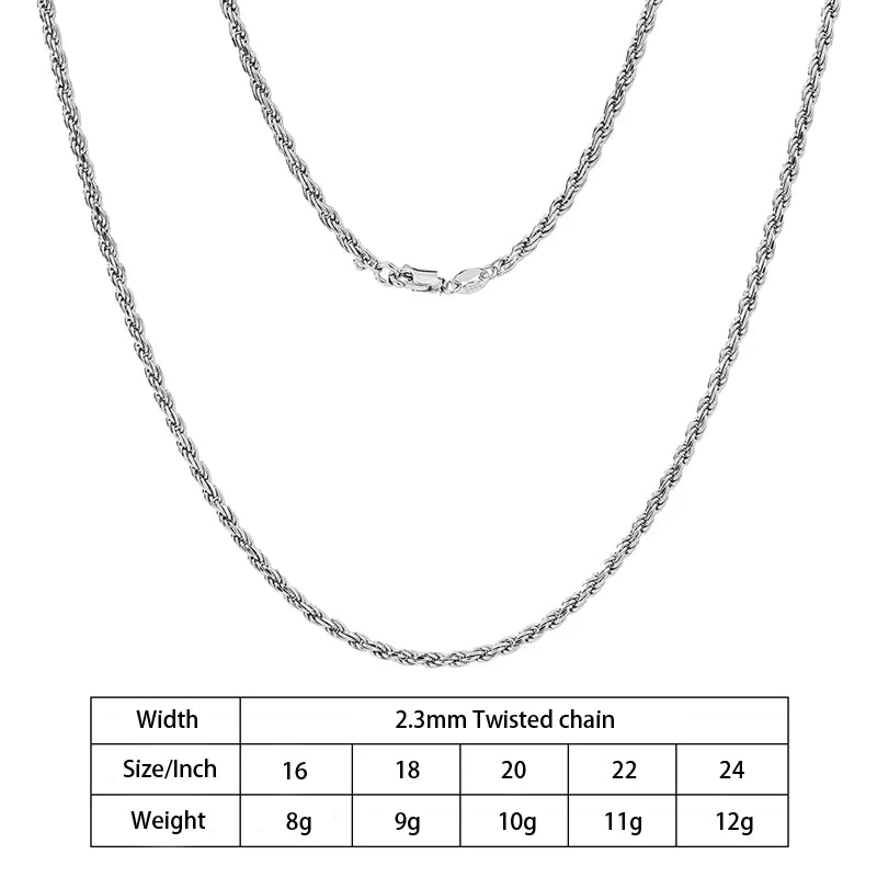 S&S 925 Sterling Silver Diamond Cut Rope Chain Necklace — S&S Collection