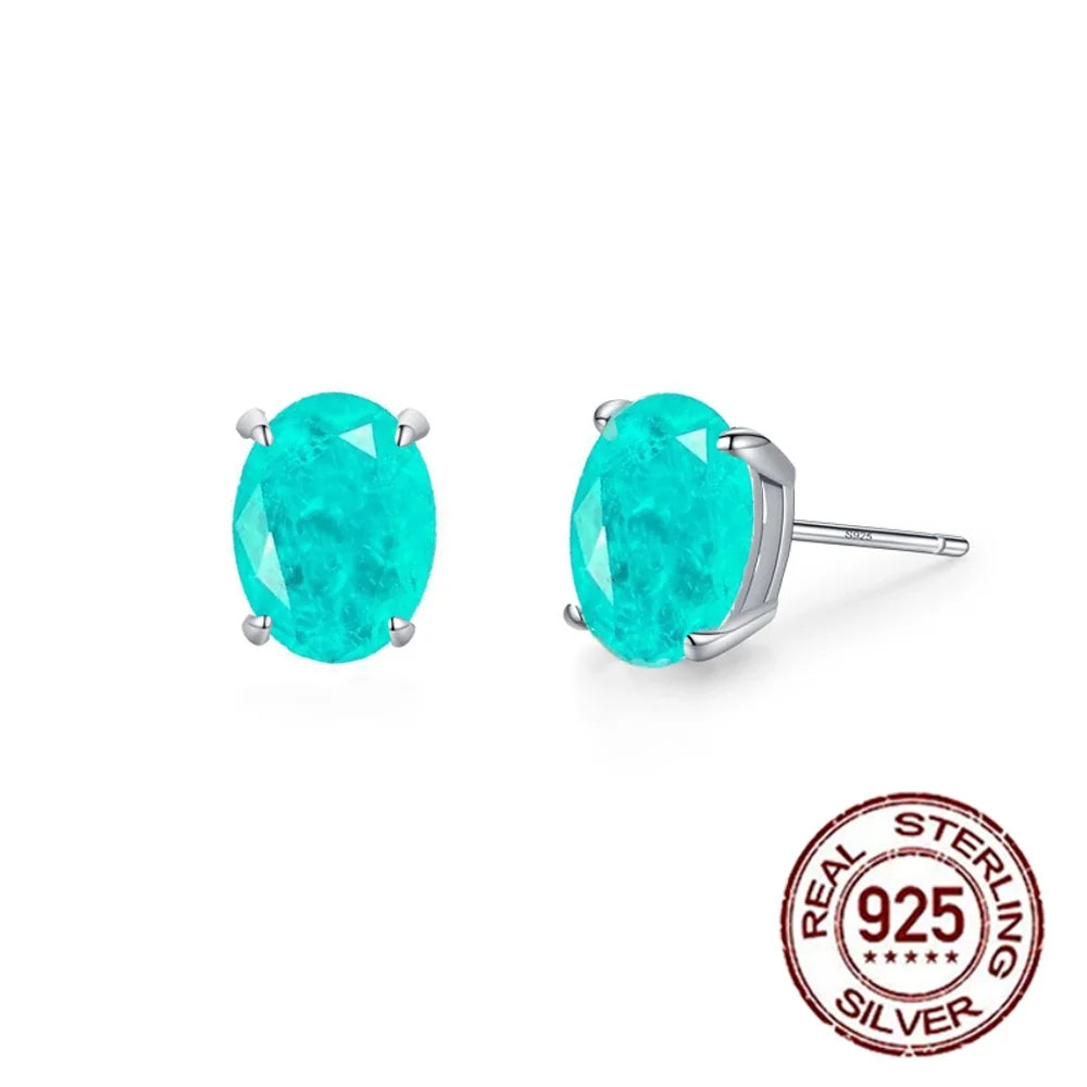 S&S 925 Sterling Silver Paraiba-Style CZ Stud Earrings – 6 Shapes – Collection