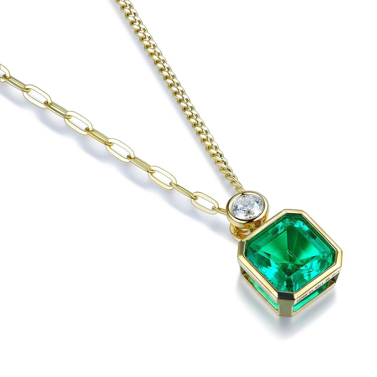 Gemfiori Asscher 7.5mm 1.7ct Hydro Emerald Pendant Necklace in 18k gold Fashion Jewellery from Shenzhen custom jewelry Wuzhou Gemstones