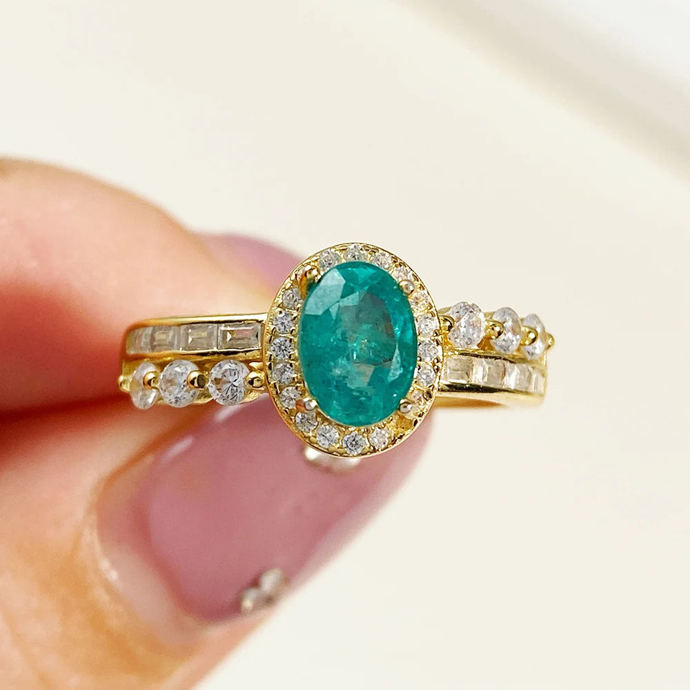 Gioiellieri Natural Emerald Ring for Engagement with 925 Sterling Silver May Birthstone Green Gemstone Fine Jewelry Luxury Anniversary