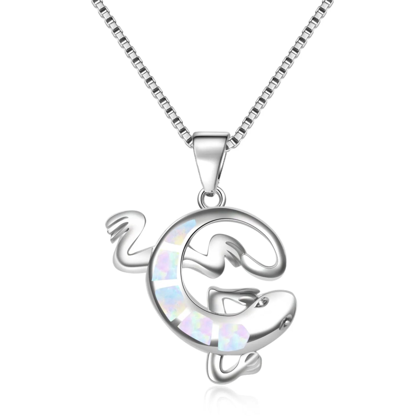 TikTok INS Wind Hawaii Beach Explosion Opal Gecko  Necklace Cute Style Children's Wholesale Inlaid Charms