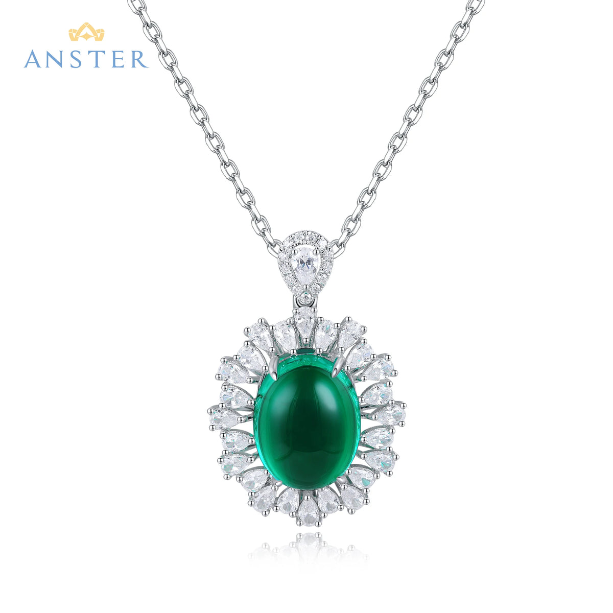 Gemfiori Hot Selling High Quality Lab Grown Emerald Bridal Necklace Wedding Jewelry Emerald Gemstone Fashion Necklace for Party