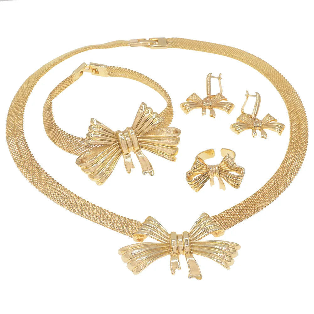 Zhuerrui Customized Gold Brass Jewelry Set Favors Flowers Bead Necklace Jewelry Sets Silver Women's Festival Gifts HN21010714