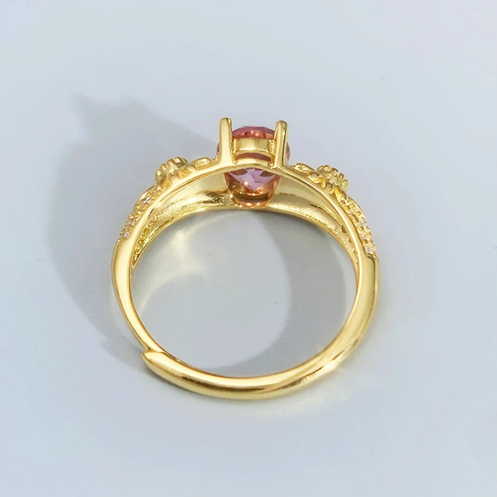 Gioiellieri Pink Topaz Silver Ring with Pear Cut Natural Stone for Wedding Engagement in 925 Sterling Silver Band for Her Fine Jewelry S925