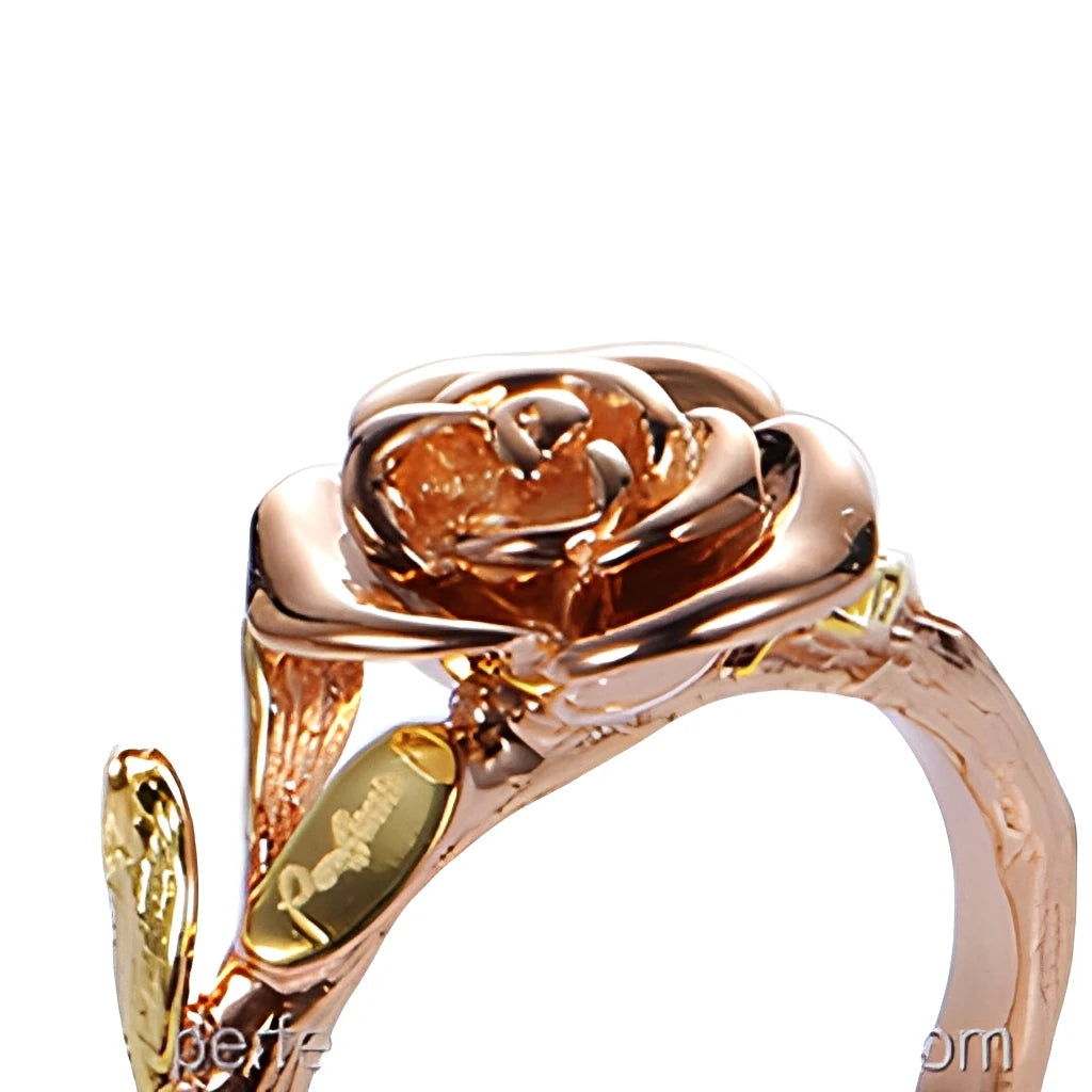 Rose Design Ring 925 Silver Ring with Rose Gold Plated for Daily Wear