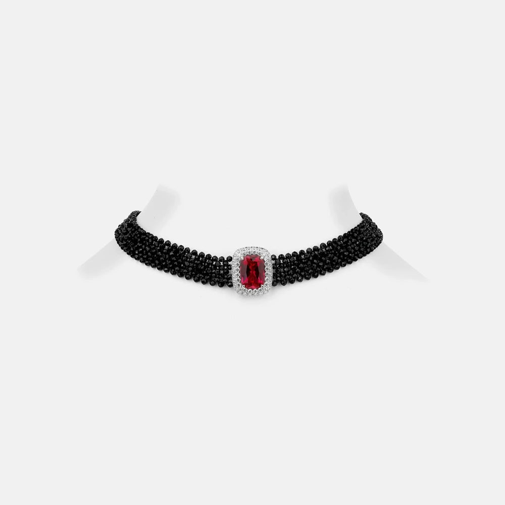 MUSHAN Jewelry Factory S925 Pure Silver Black Spinel Woven Multi Layer Necklace High End and Elegant Necklace Accessory