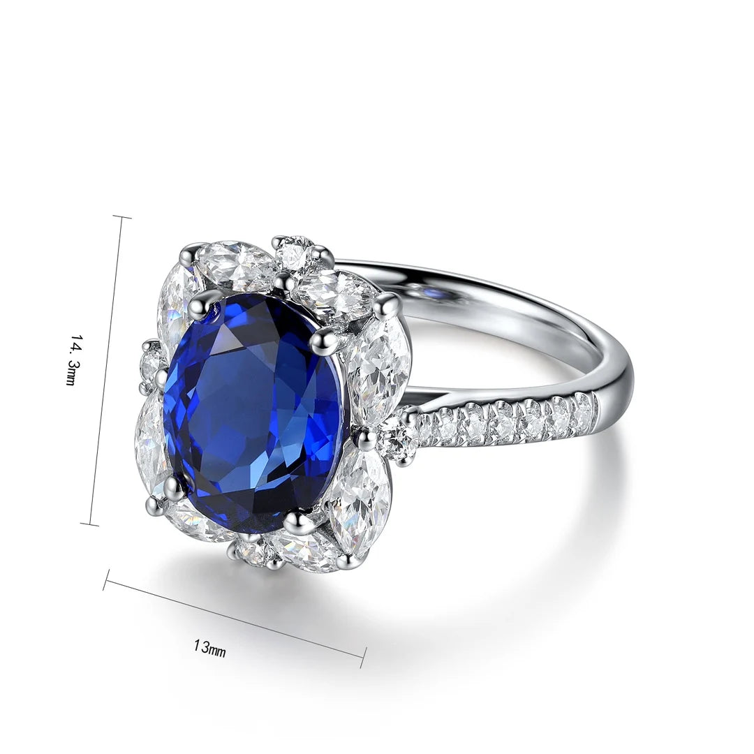 Gemfiori Jewelry Trendy High Quality S925 Silver Cultivated Paraiba Ring Unisex Engagement Ring for Wedding Party or Gift