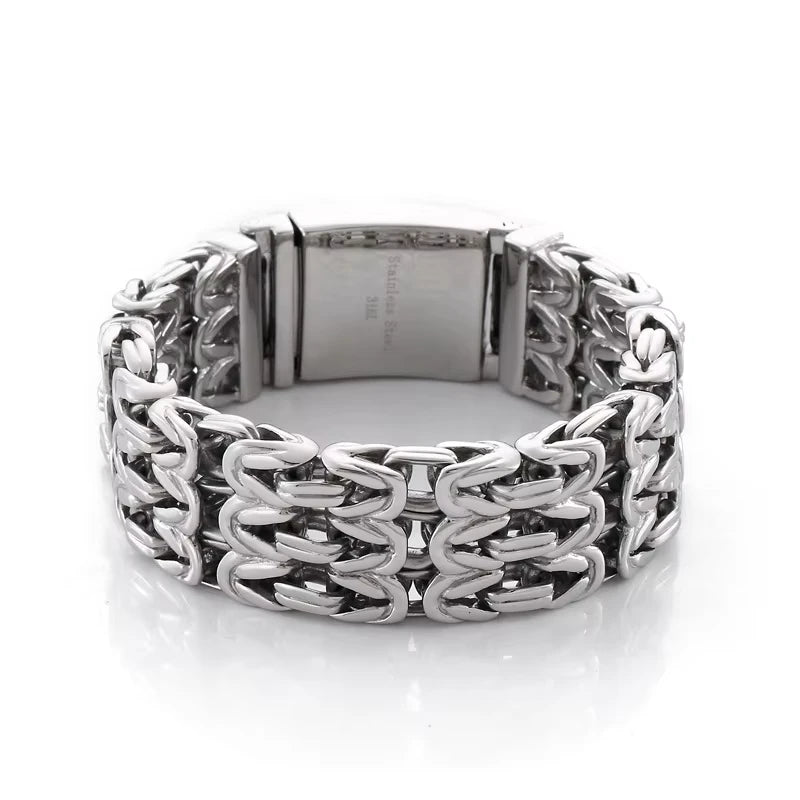 Men's New Hip-Hop Rock Style Titanium Steel Bracelet V-Shaped Hollow Design Fashionable Bangles