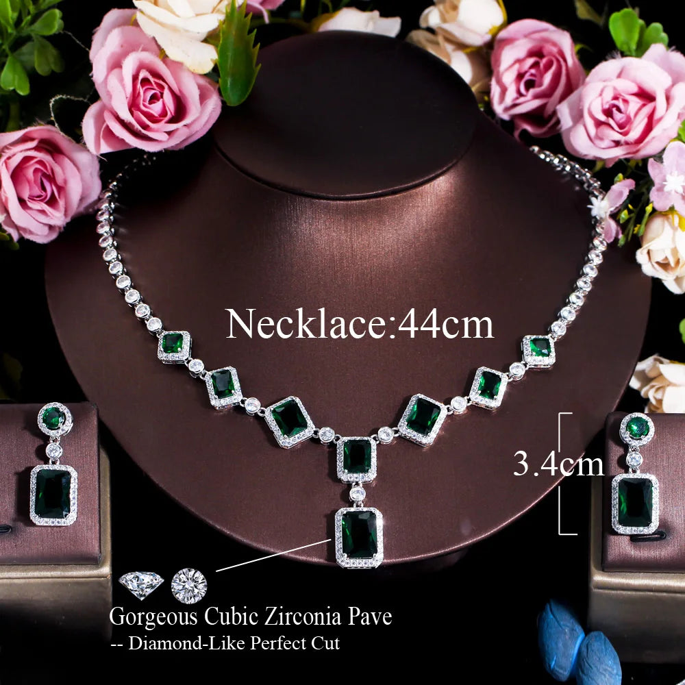 Bulk Luxury Purple Cubic Zircon Halo Setting Jewelry Set Copper Alloy Necklace and Drop Earrings for Women Wedding Party Gifts