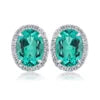 Gemfiori Anster High Quality S925 Lab Grown Emerald Earring Stud Dainty Gemstone Stud Earrings for Women Daily Wear Gift