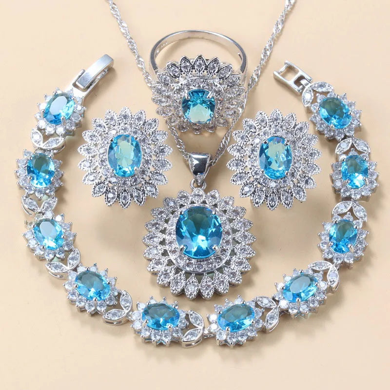 REDheart 2025 Fashion Earrings Rings Bracelets Necklace Fashion Elegant Zircon Jewelry Sets for Women Mothers Day or Wedding