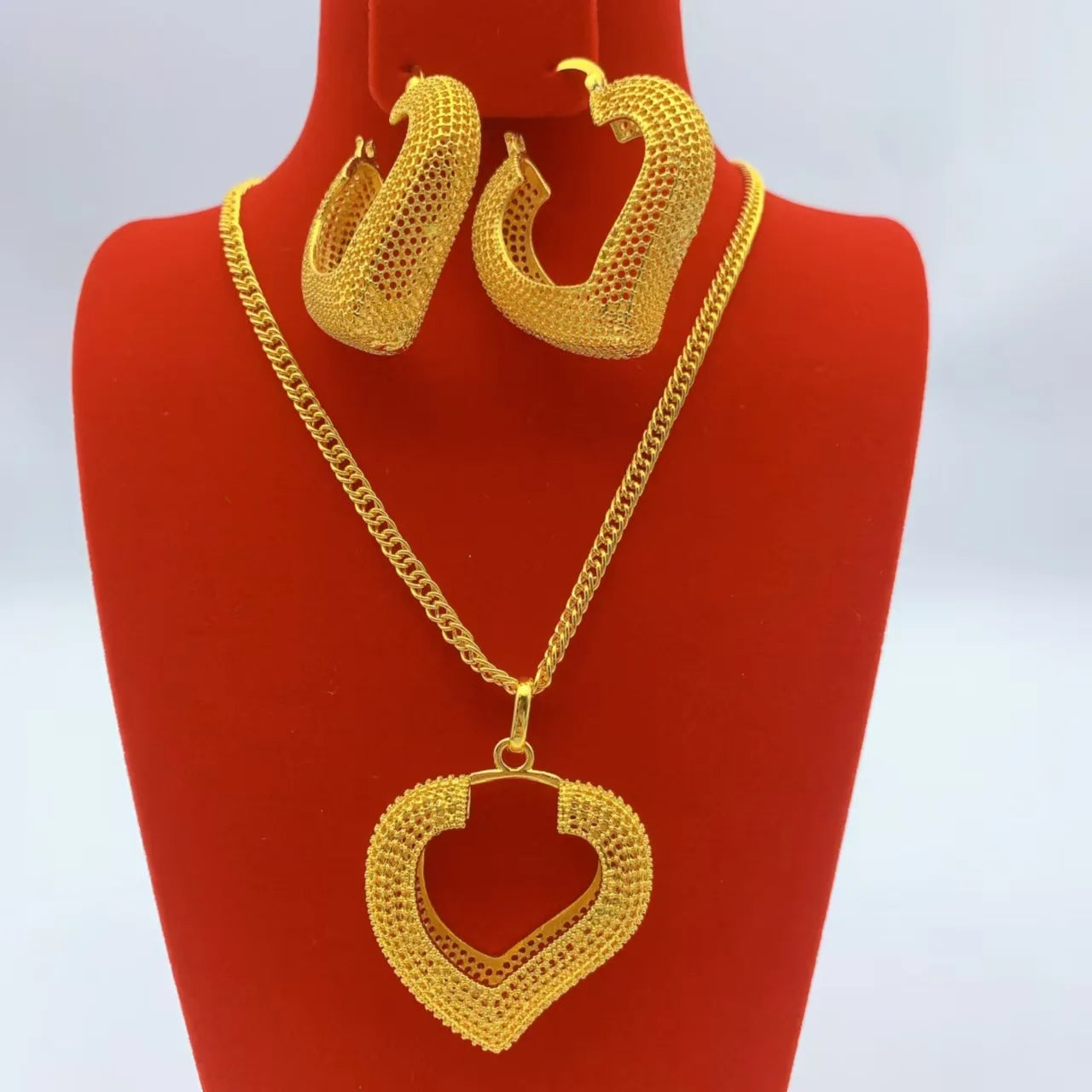 24K Gold Plated African Bridal Crystal Jewellery Set | Necklace & Earrings Wedding Occasion Set