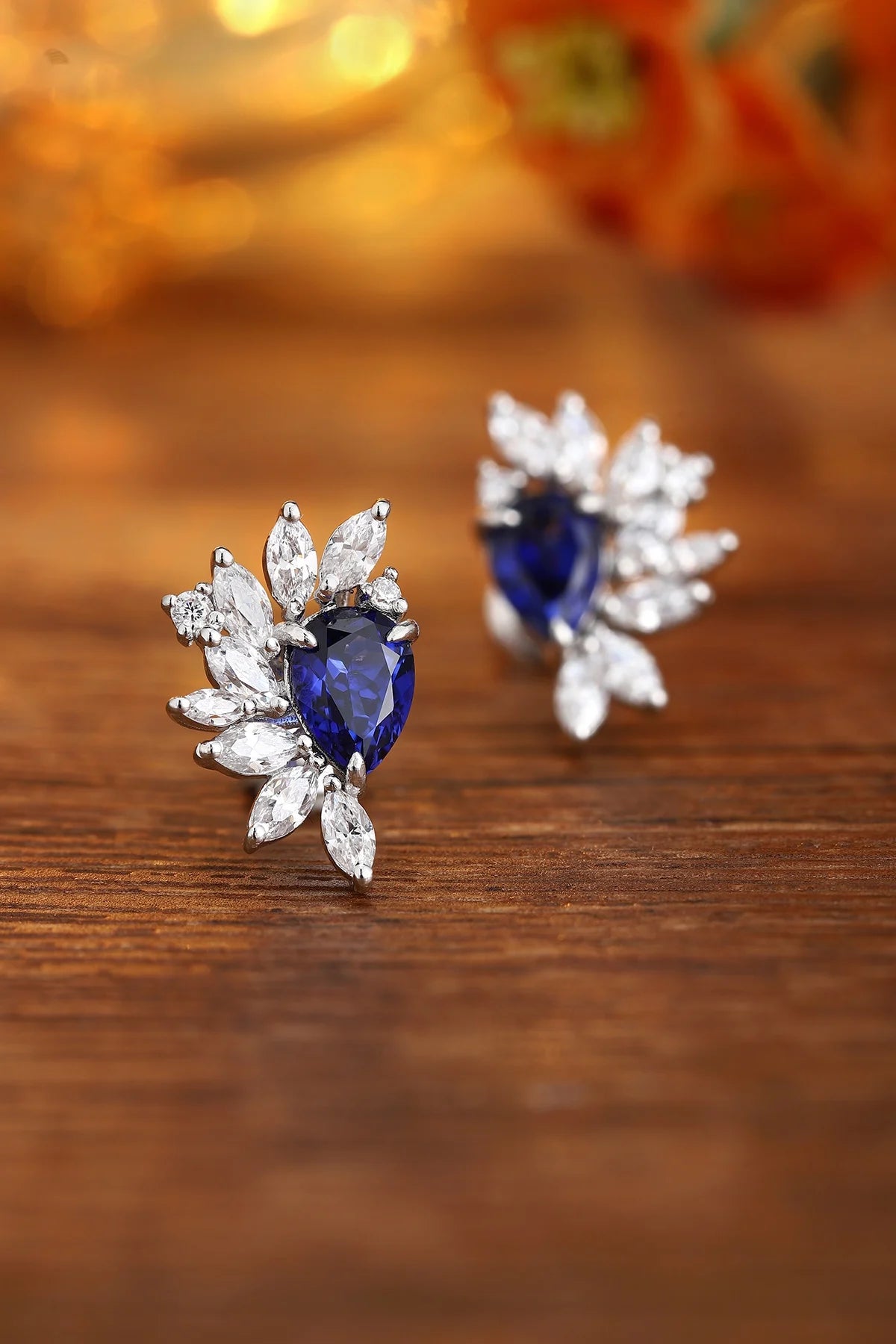Gemfiori Anster High Quality S925 Lab Grown Sapphire Earring Stud Dainty Gemstone Stud Earrings for Women Daily Wear Gift