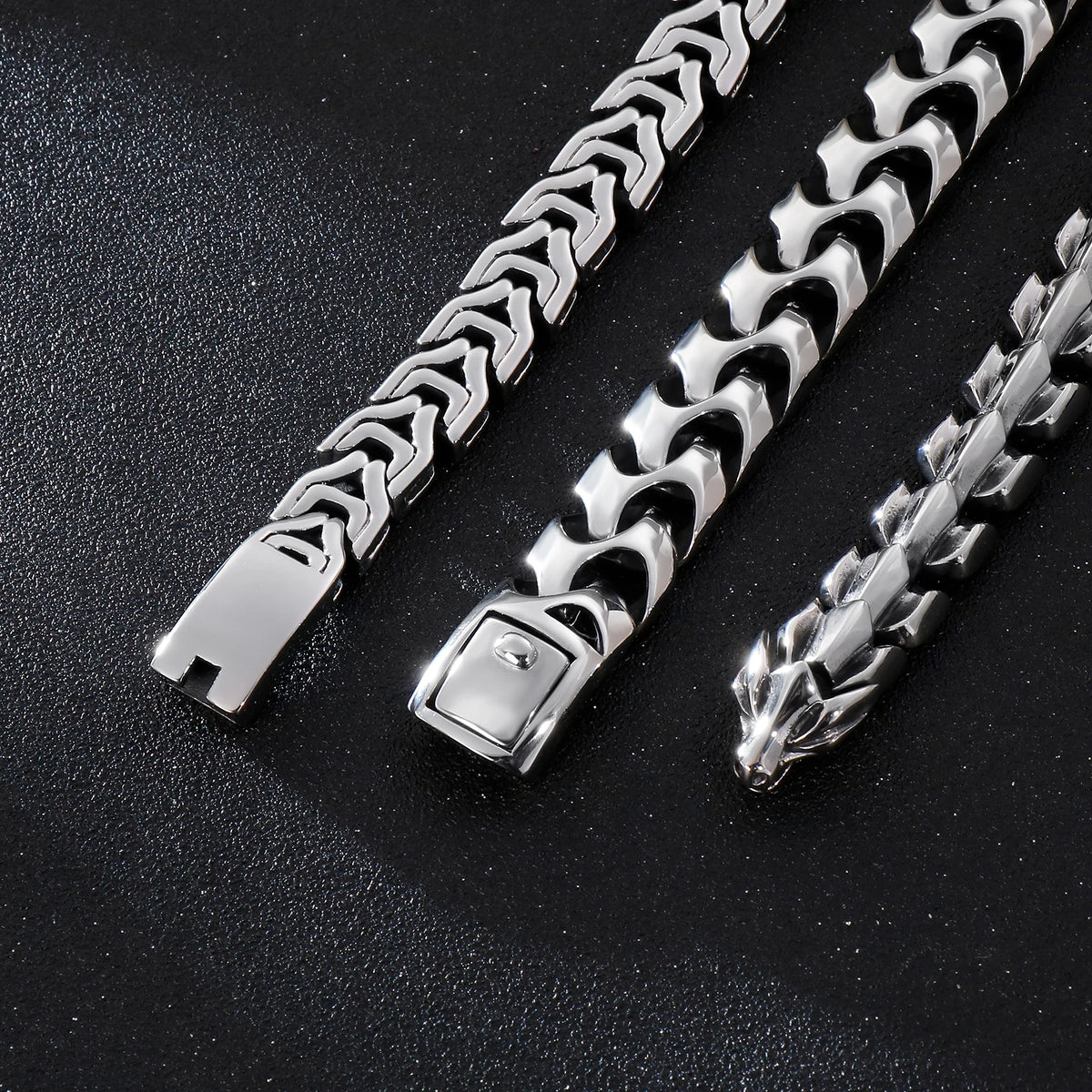 REBEL VIKING Dragon Keel Chain Bracelet – 316L Stainless Steel Silver