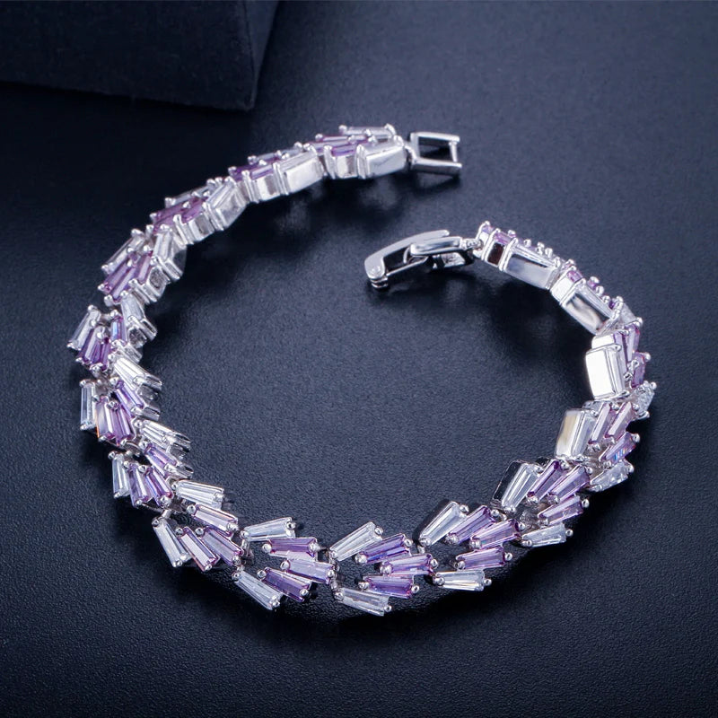S&S CZ Trapezoid Tennis Bracelet – 5 Colours – Collection