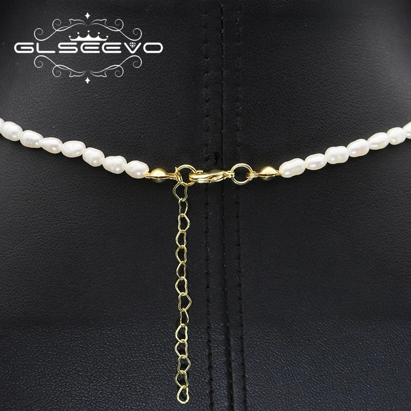 Natural Freshwater Pearl Zircon love Pendant Necklace Gold-plated White Simple Fashion Fine Jewelry Necklace for Girlfriend Gift