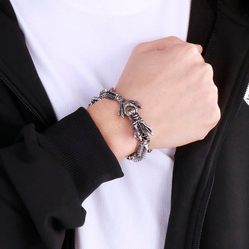 KALEN Fashion Domineering Bracelet Retro Friendship Animal Men's Charms Stainless Steel Dragon Bracelets Bangles