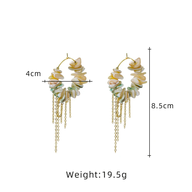 Natural Shell Stream Su Earrings Korean Style Women Luxury Jewelry Fashion Ladies and Girls Gift GE1579