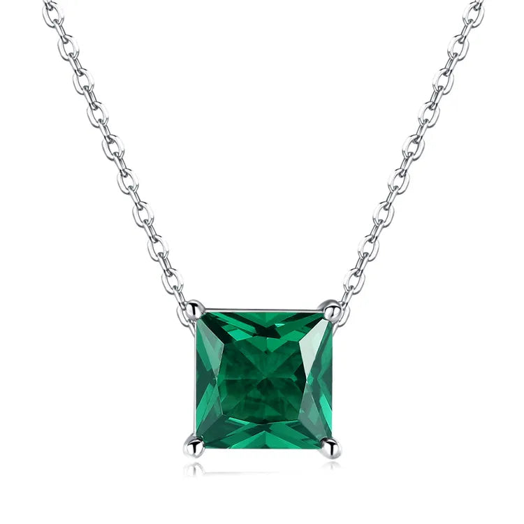 S&S 925 Silver CZ Birthstone Charm Pendant Necklace | Claw-Set Zirconia | 12 Styles