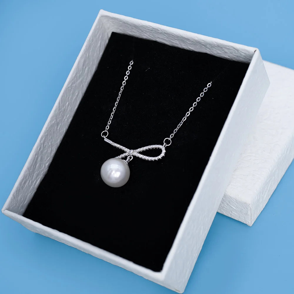 AKOYA High Quality Natural Seawater Round Pearl Necklace 925 Silver Platinum Plated AAA Grade NGTC Certified Unisex