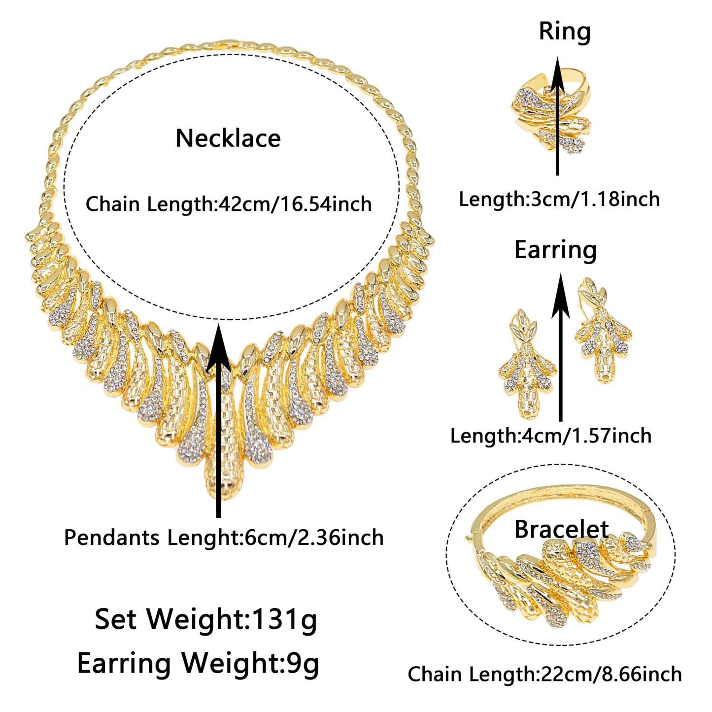 Zhuerrui Fashion New Jewelry Four Sets of Gold-Plated Chain Heavy Industry Classic Atmospheric Earrings Trend JewelryHN201101